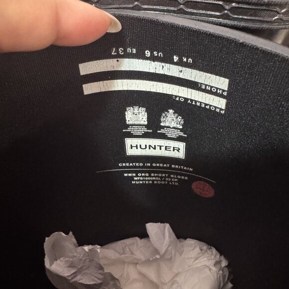 Hunter Original Short Gloss Women's Rubber Short Boots Black Size 6 - Picture 6 of 9